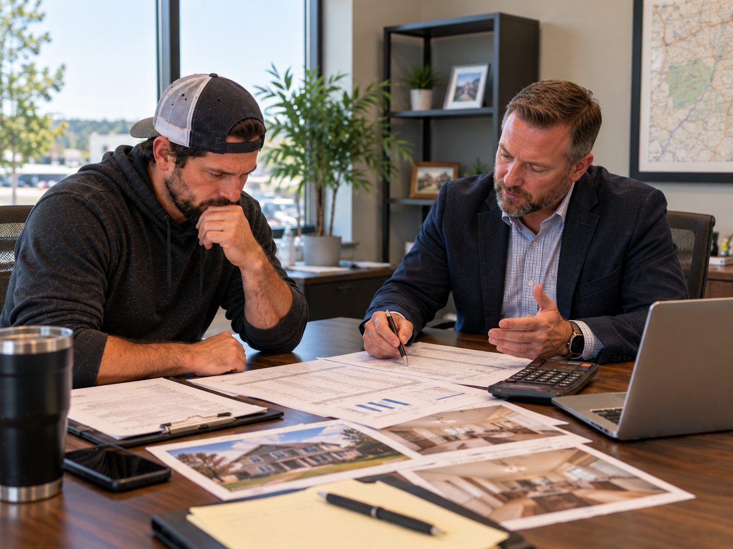 A private lender and house flipper discussing a project budget and financing plan